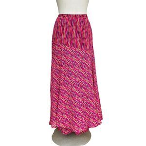ADDED DIMENSIONS By CATHERINES Plus 1X Pink Flamenco Pull On Long Flare Skirt